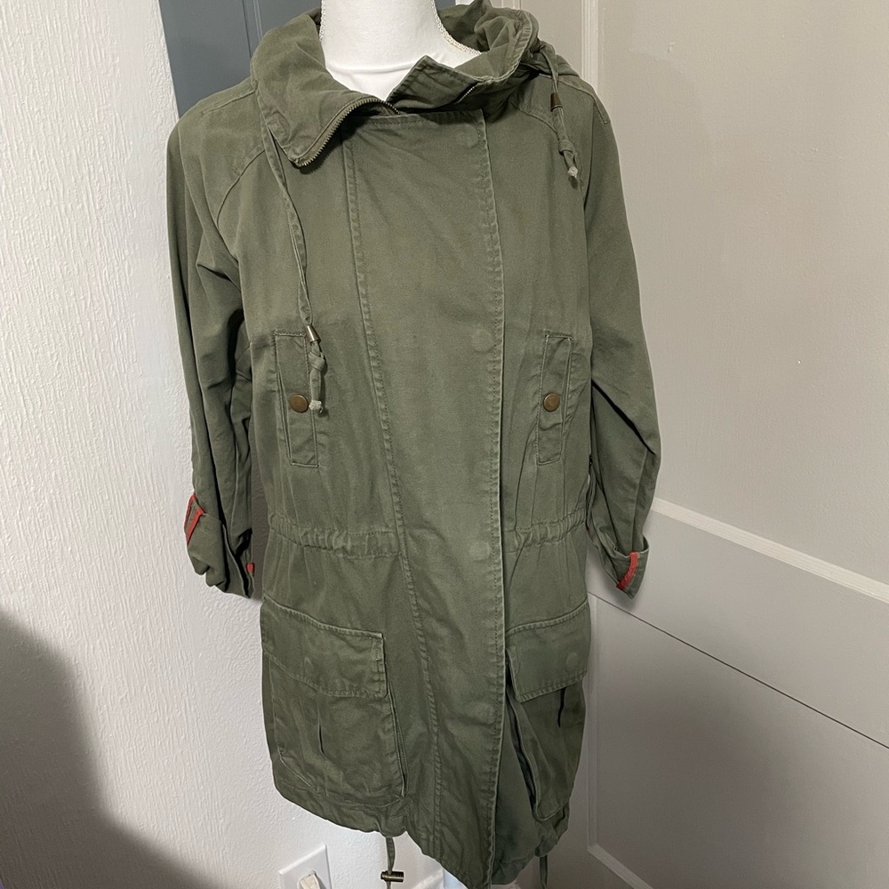 Willow & Clay Olive Green Jacket with Red Accents